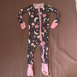 Little Sleepies Pink and Gray Footies with Full-Length Zipper